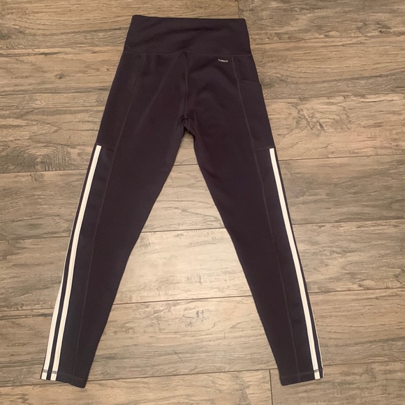 High-waisted charcoal grey Adidas tights with pockets - Picture 2 of 5
